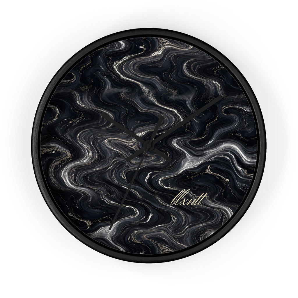 Black & Silver Marble Wall Clock