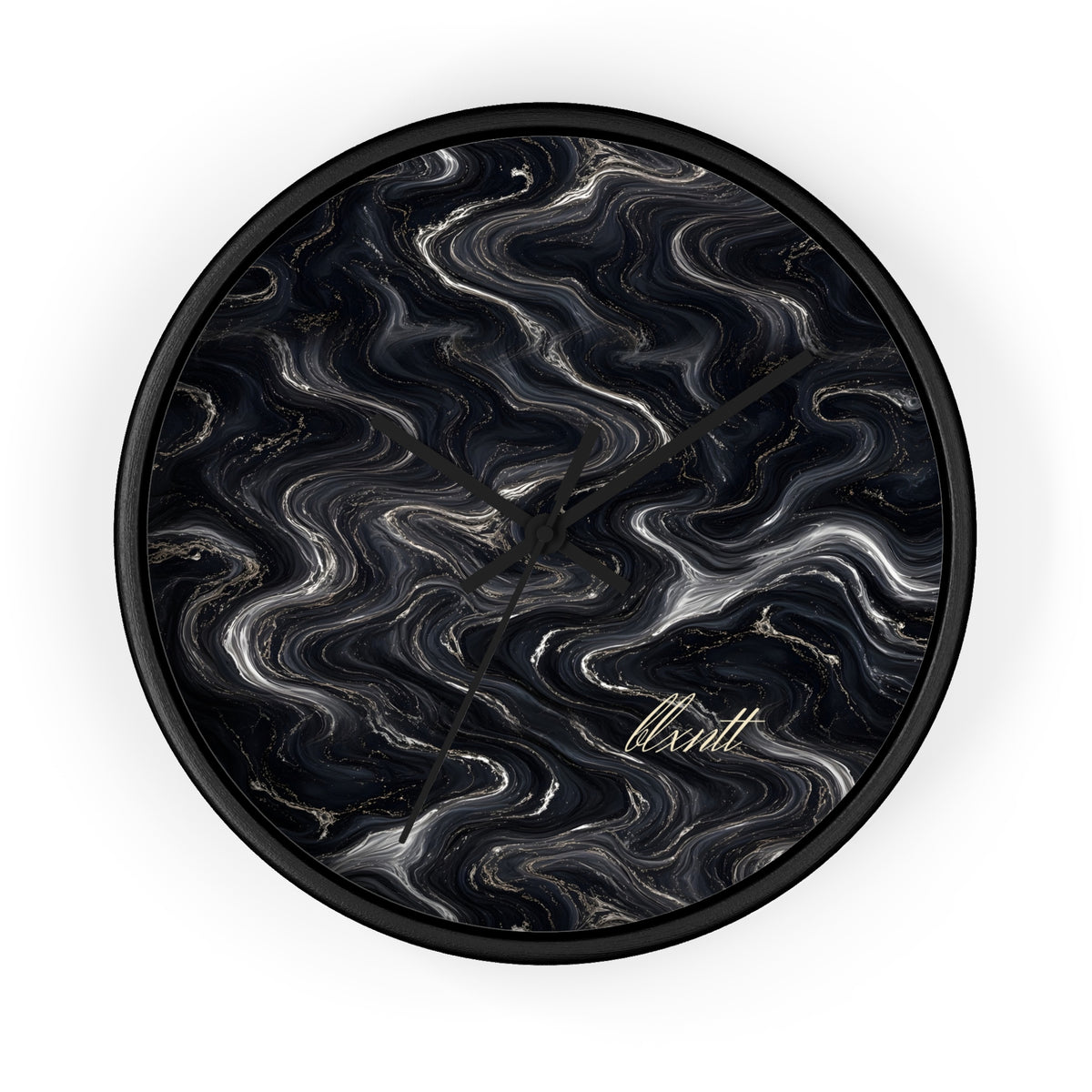 Black & Silver Marble Wall Clock