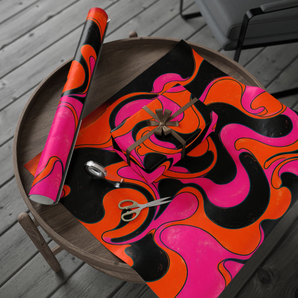 Fillmore Flow - Neon Orange & Magenta Wrapping Paper