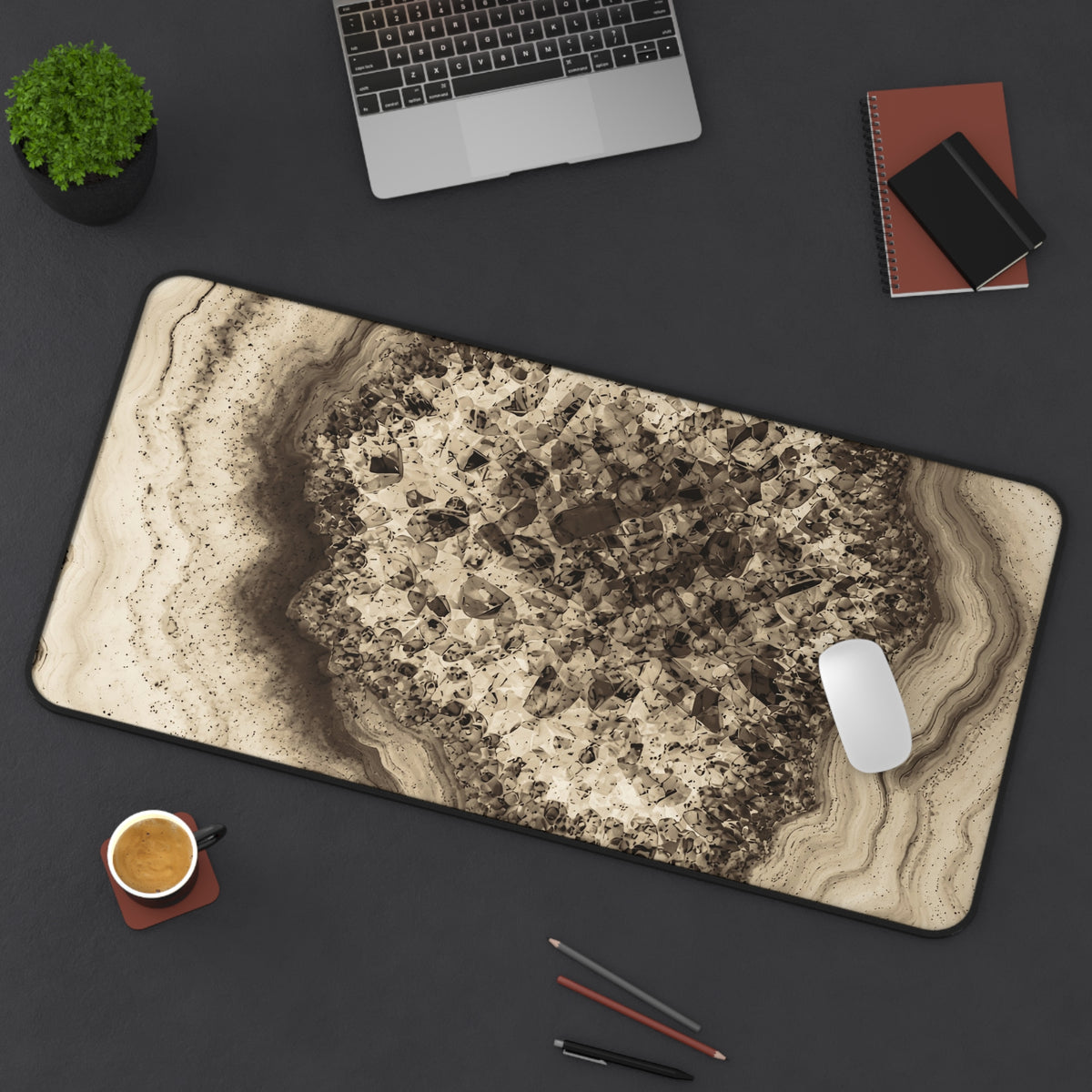 Geode Core - Ink on Paper Desk Mat