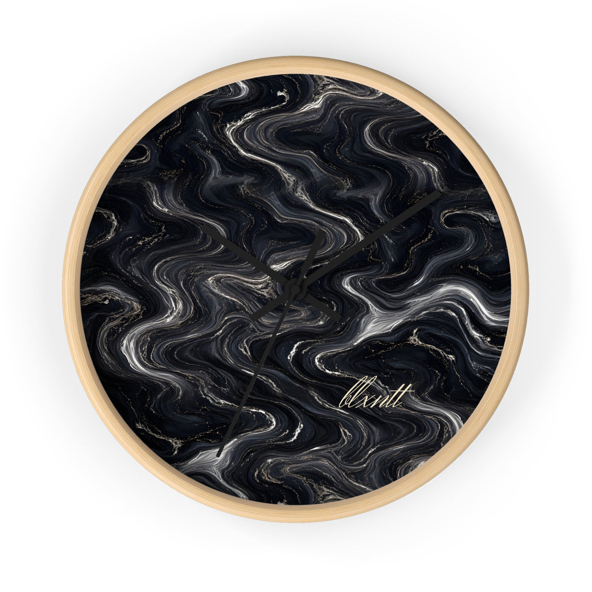 Black & Silver Marble Wall Clock
