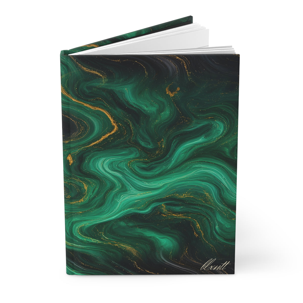 Emerald & Black Marble Hardcover Journal