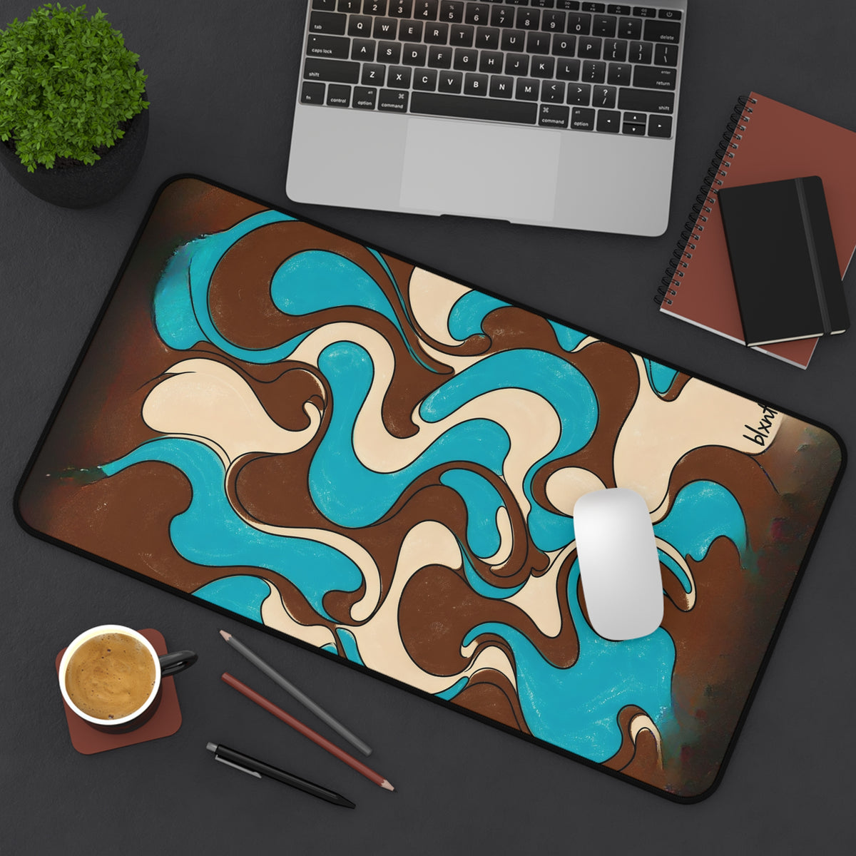 Fillmore Flow - Turquoise & Chocolate Desk Mat