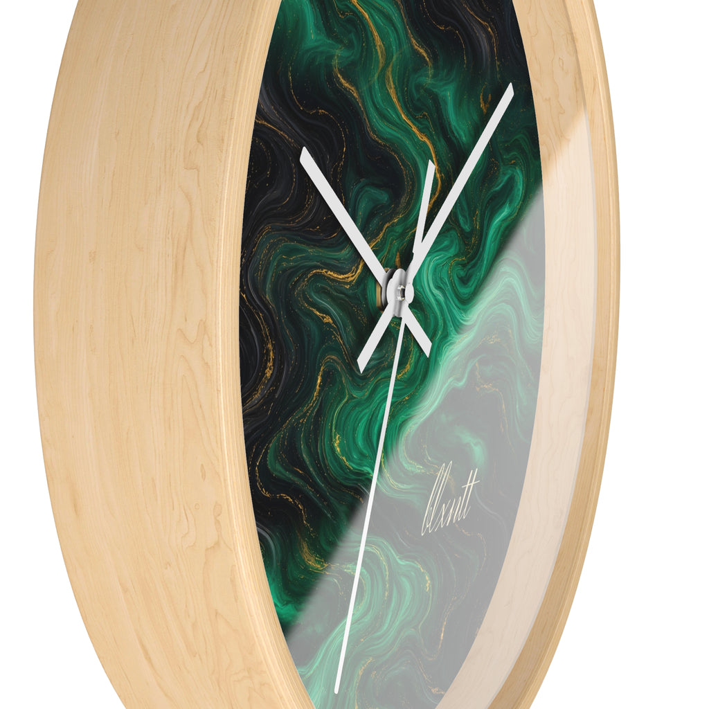 Emerald & Black Marble Wall Clock