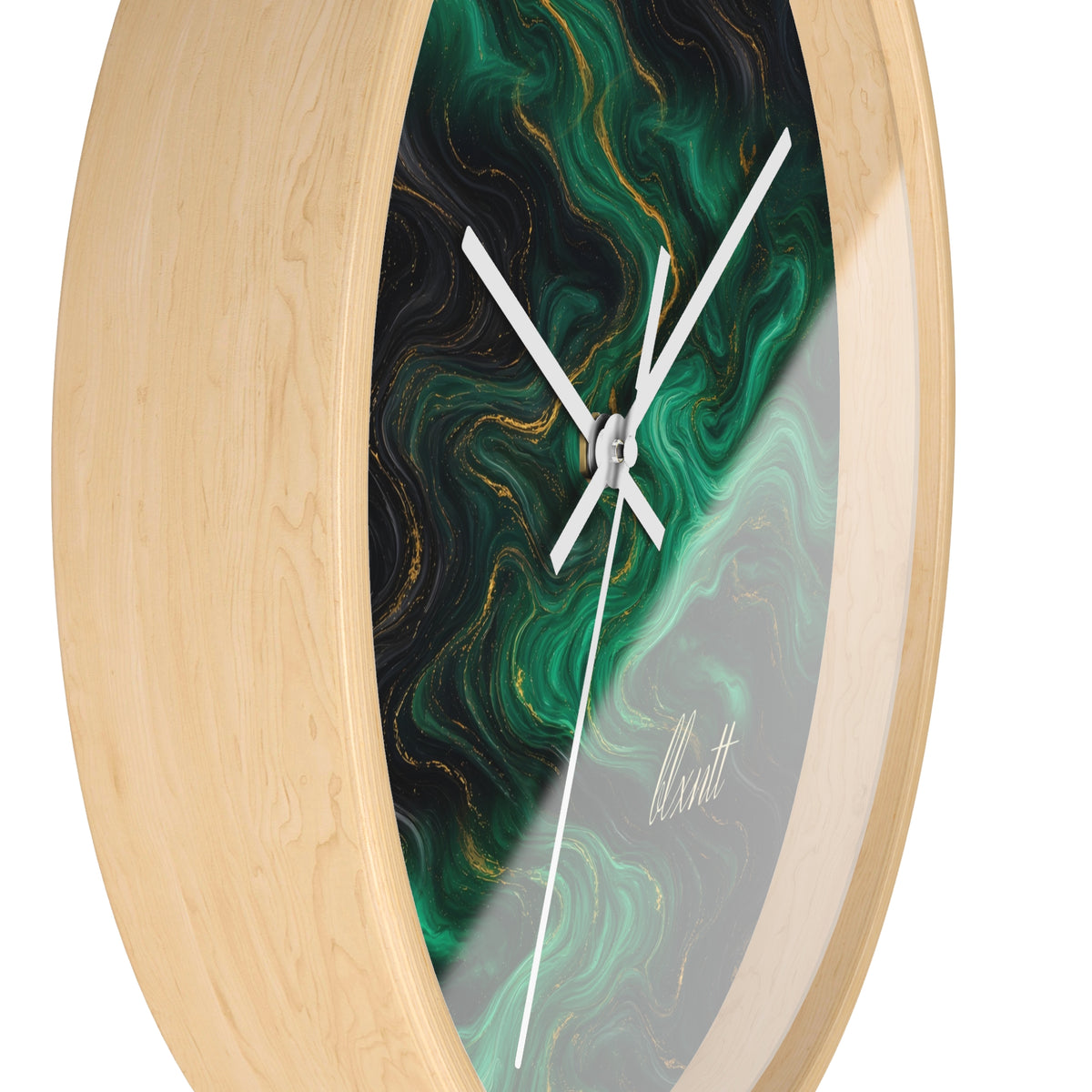 Emerald & Black Marble Wall Clock