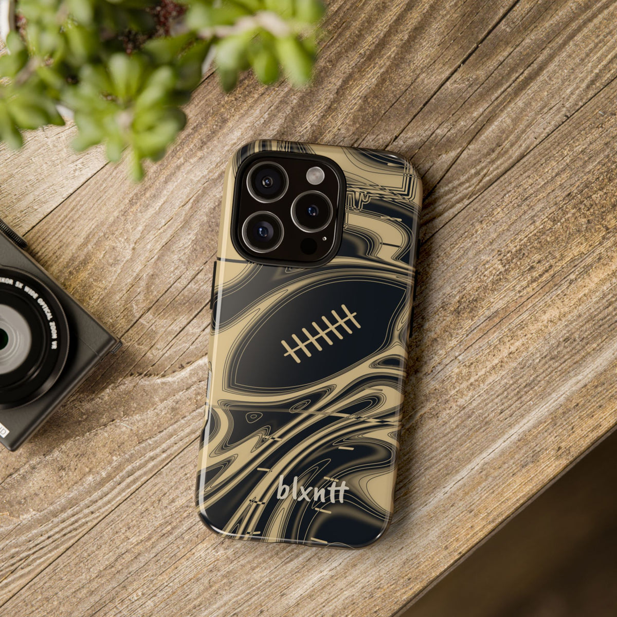 Old Gold & Black Trippy Football Phone Case