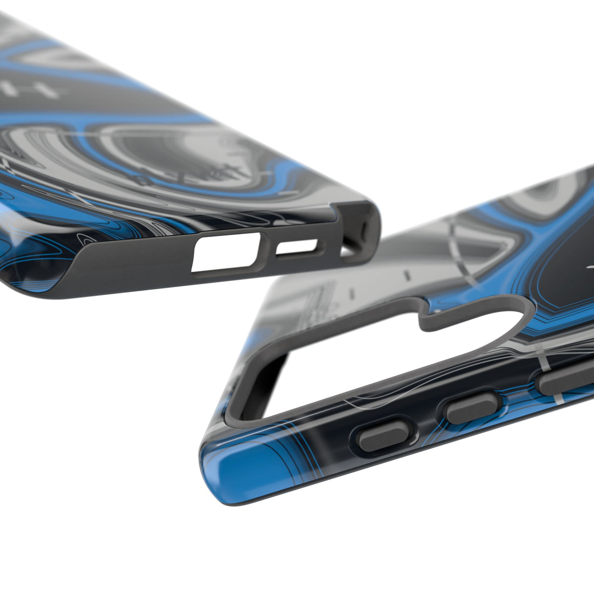 Sky Blue, Black & Silver Trippy Football Phone Case