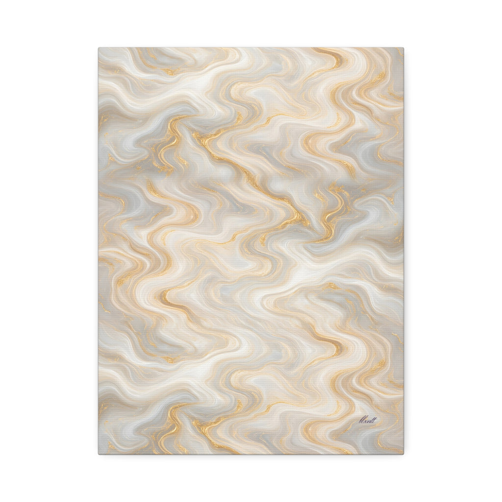 White & Gold Marble Glossy Canvas