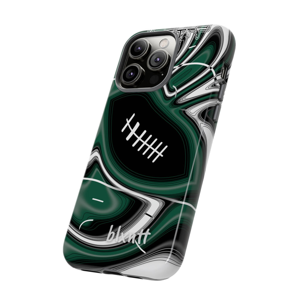 Hunter Green & White Trippy Football Phone Case