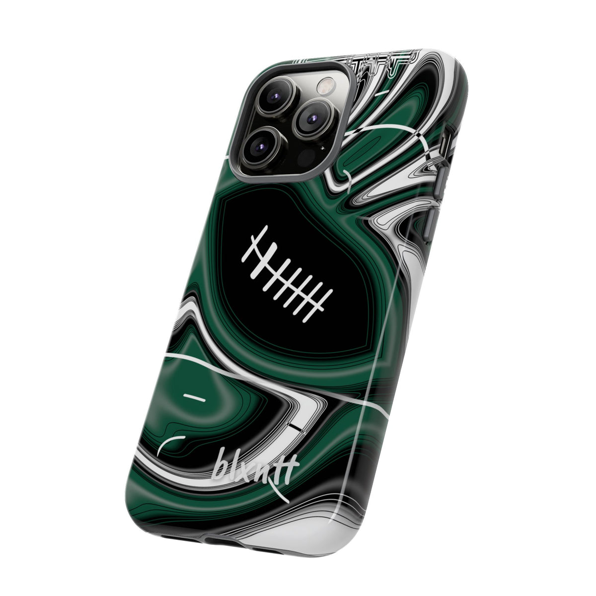 Hunter Green & White Trippy Football Phone Case