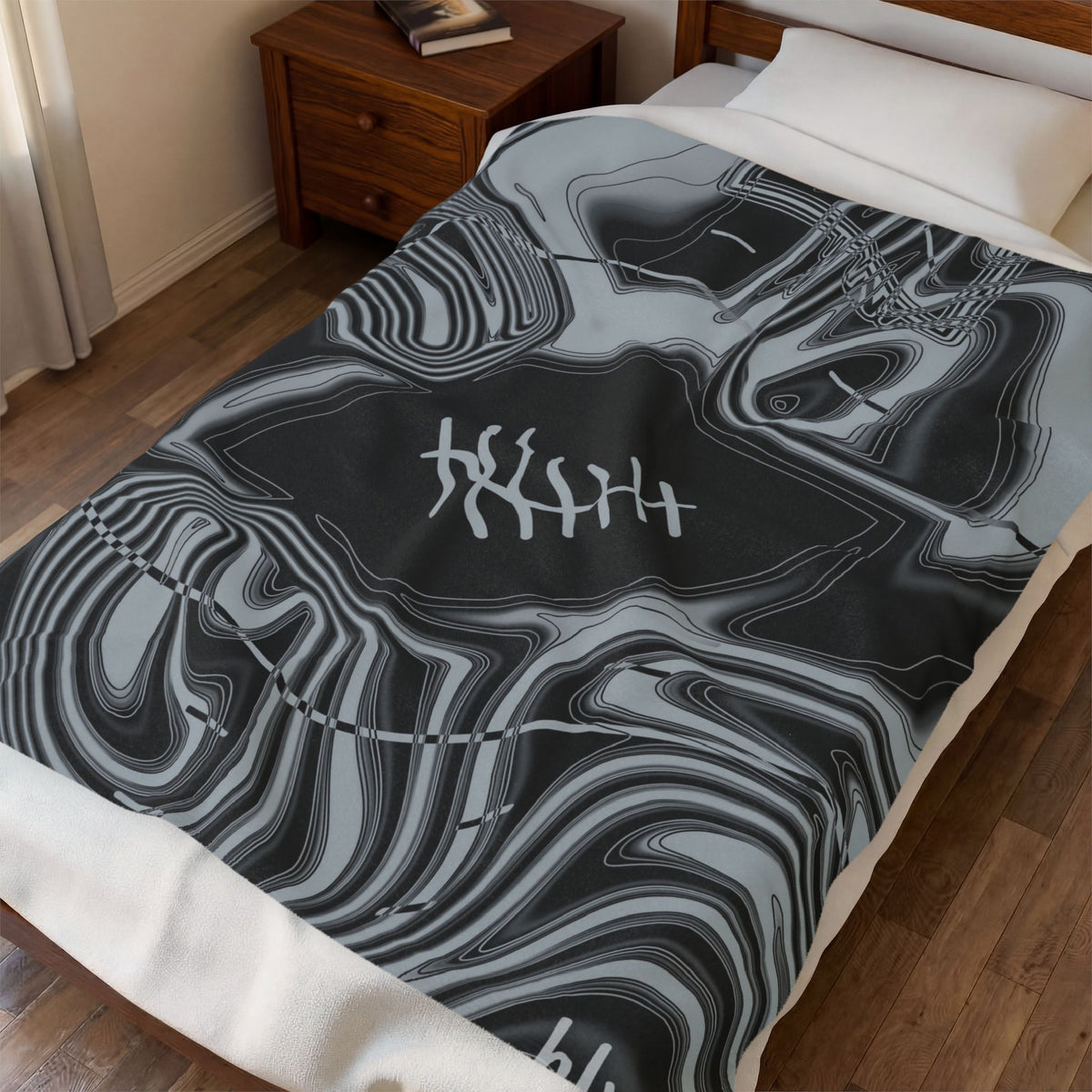 Black & Silver Trippy Football Blanket