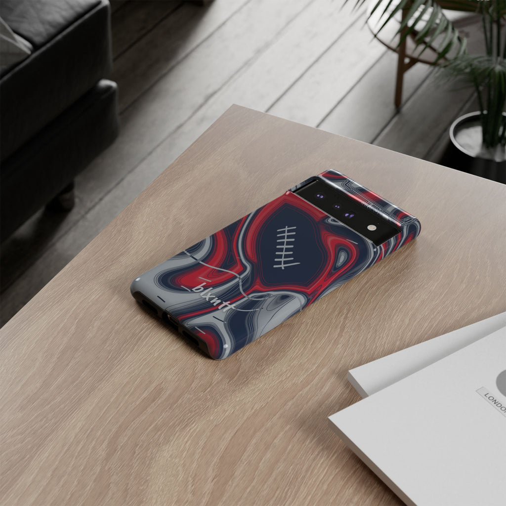 Navy, Red & Silver Trippy Football Phone Case