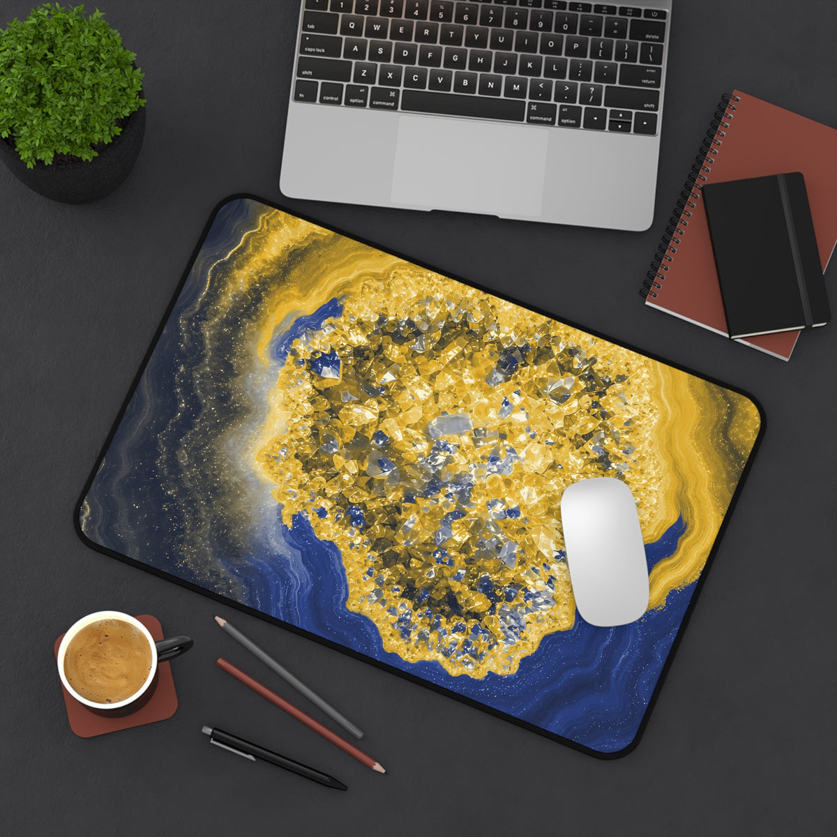 Geode Core - Mustard Navy Desk Mat