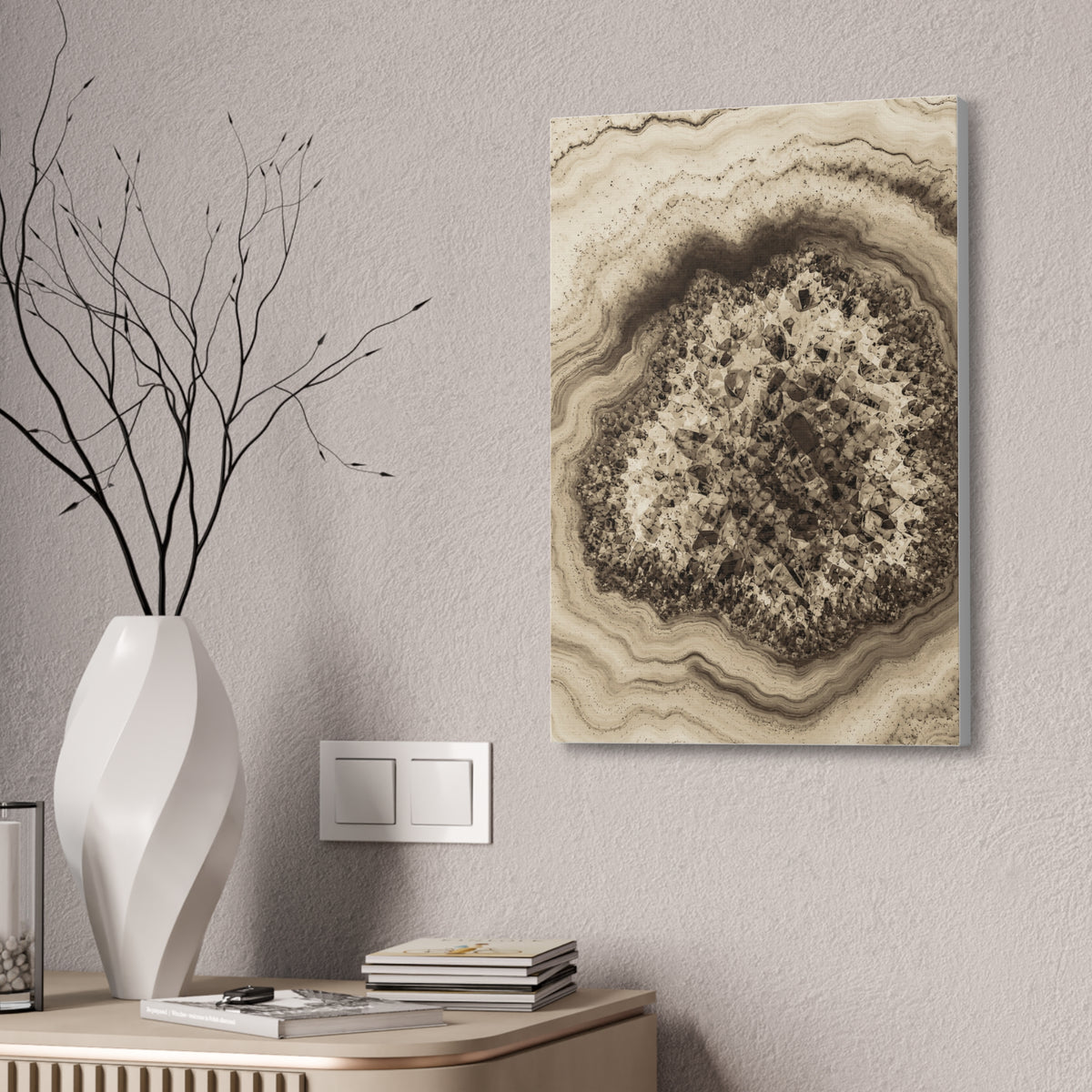 Geode Core - Ink on Paper Glossy Canvas