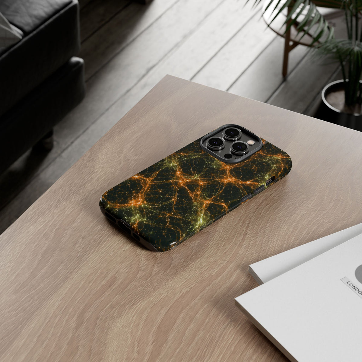 Neon Mycelium - Electric Tangerine Teal Phone Case