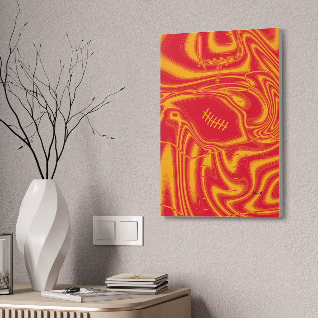 Red & Yellow Trippy Football Glossy Canvas