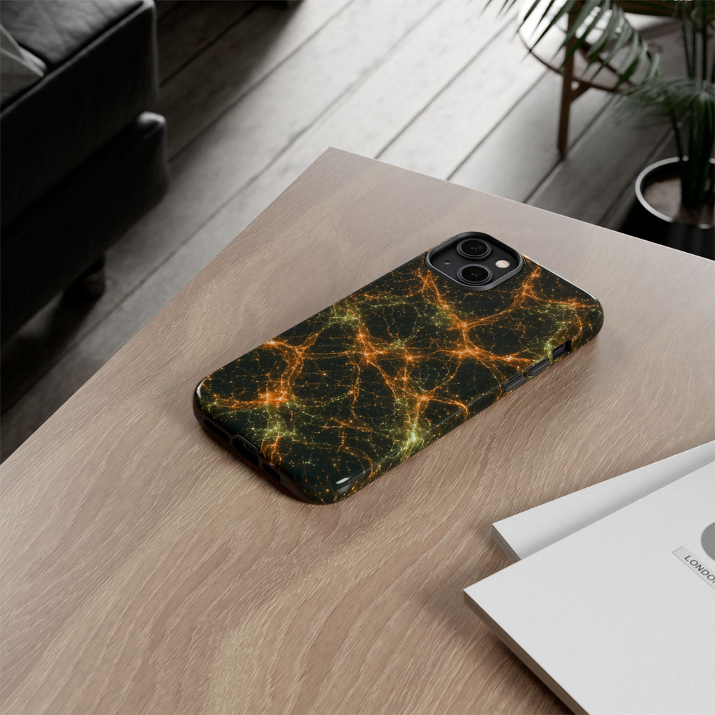 Neon Mycelium - Electric Tangerine Teal Phone Case