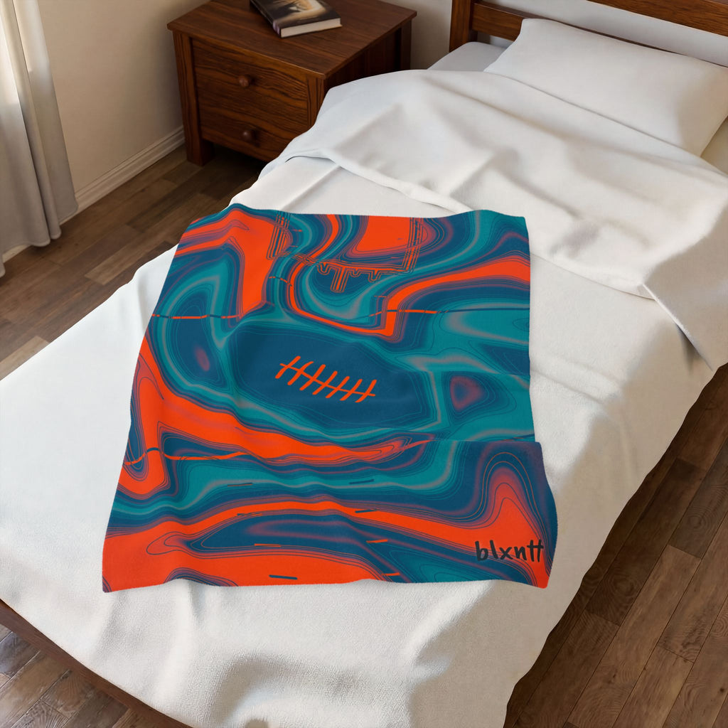 Aqua & Orange Trippy Football Blanket