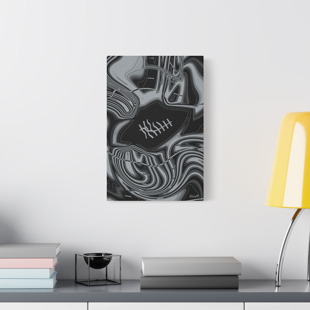 Black & Silver Trippy Football Canvas