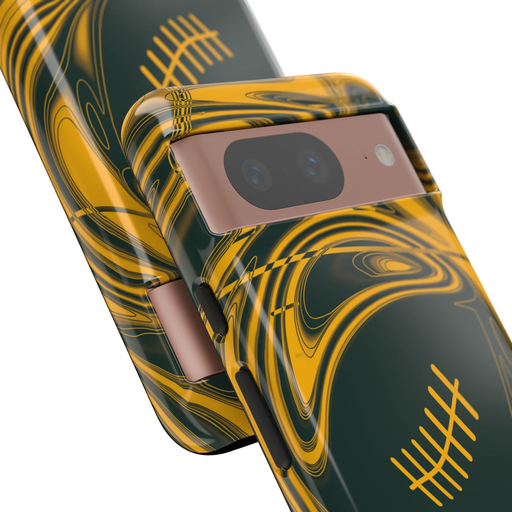 Green & Gold Trippy Football Phone Case