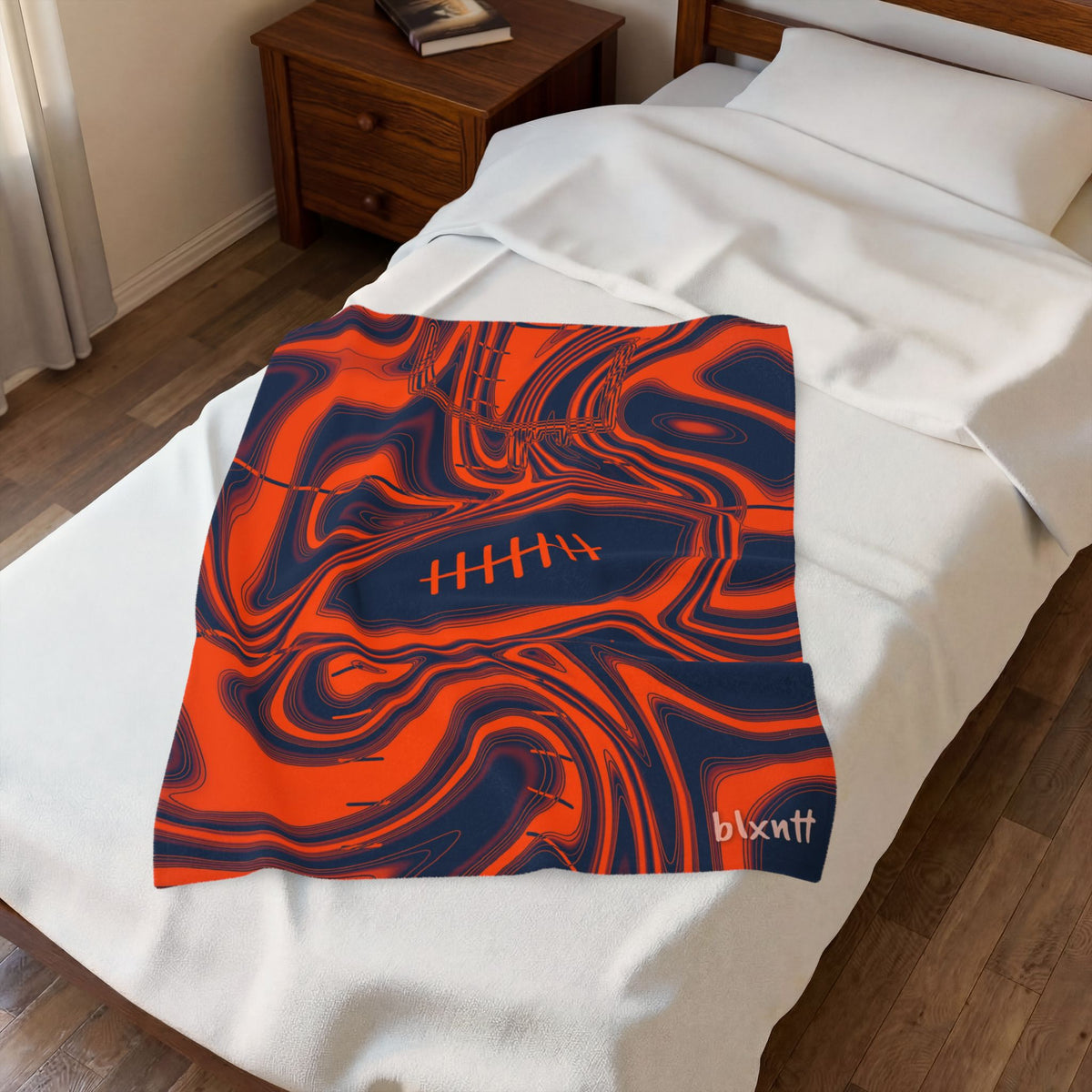 Orange & Navy Trippy Football Blanket