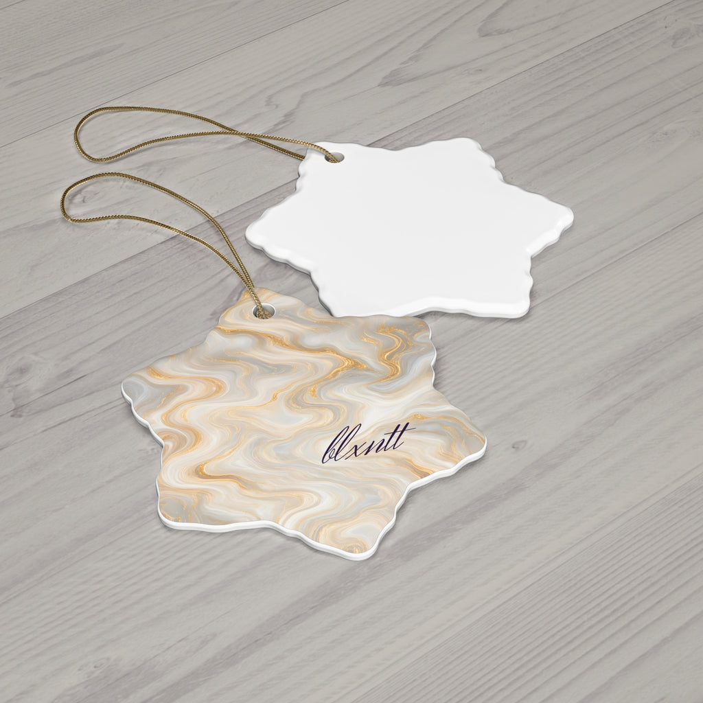 White & Gold Marble Ornament
