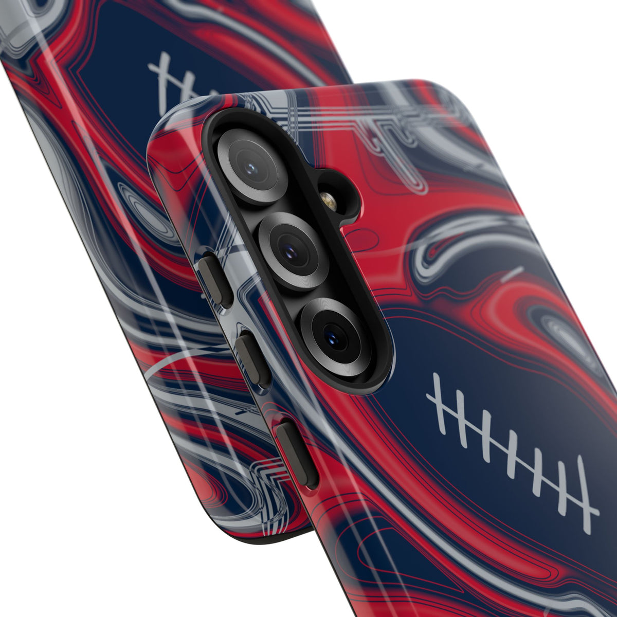 Navy, Red & Silver Trippy Football Phone Case