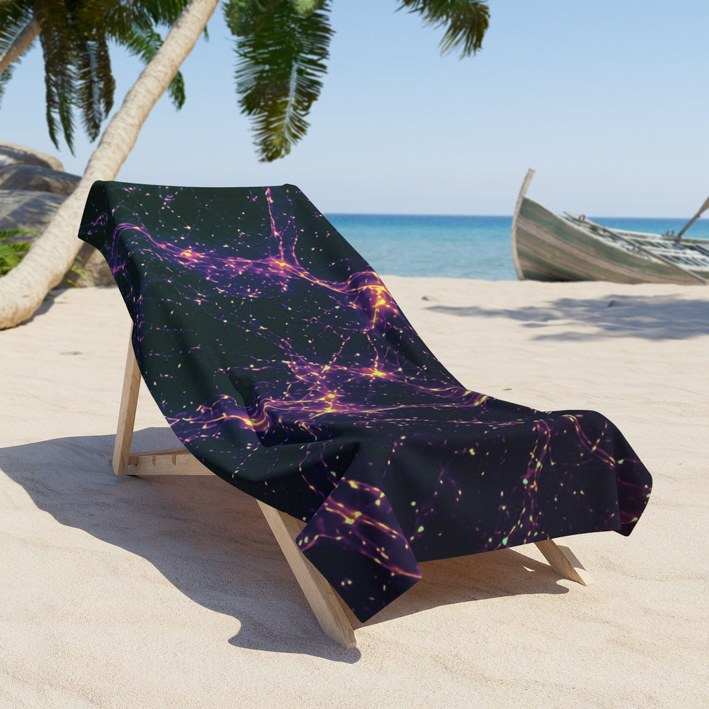 Neon Mycelium - Holographic Beach Towel