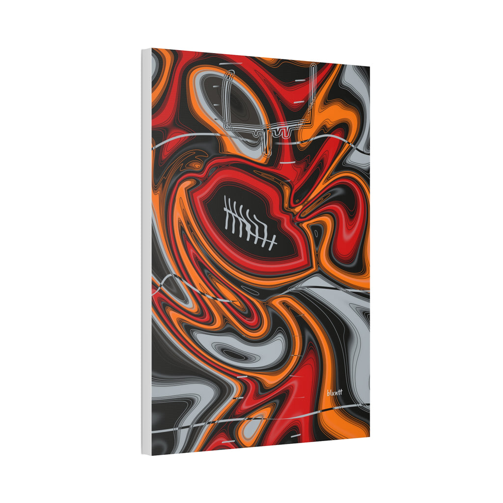 Red, Orange & Pewter Trippy Football Glossy Canvas