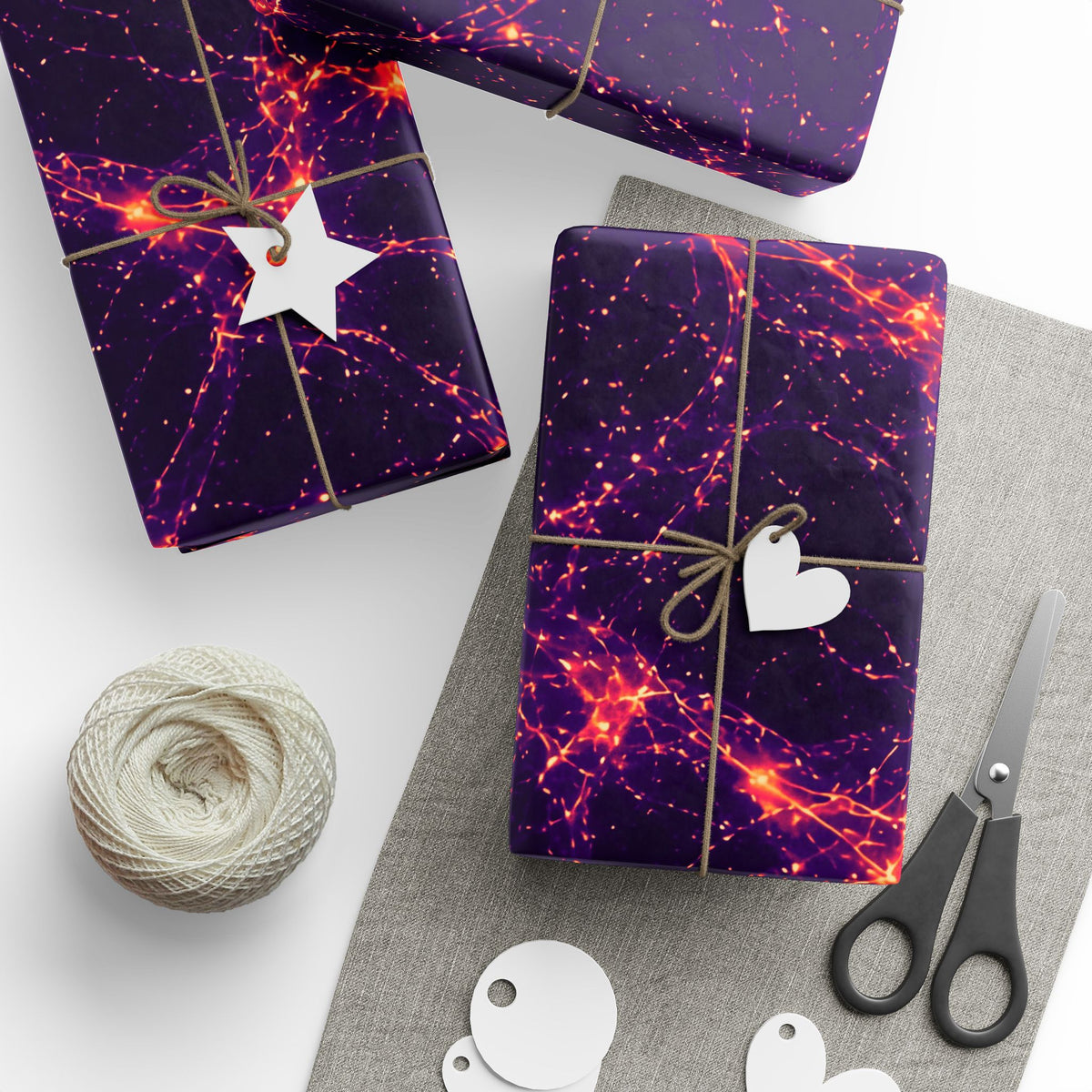 Neon Mycelium - Sunset Synapse Wrapping Paper