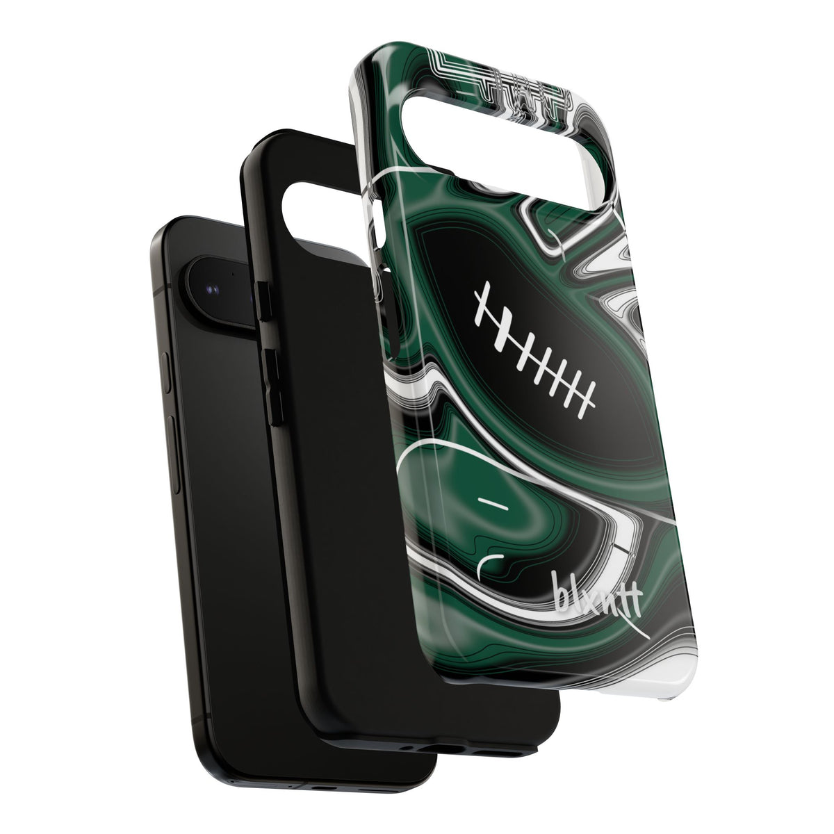 Hunter Green & White Trippy Football Phone Case