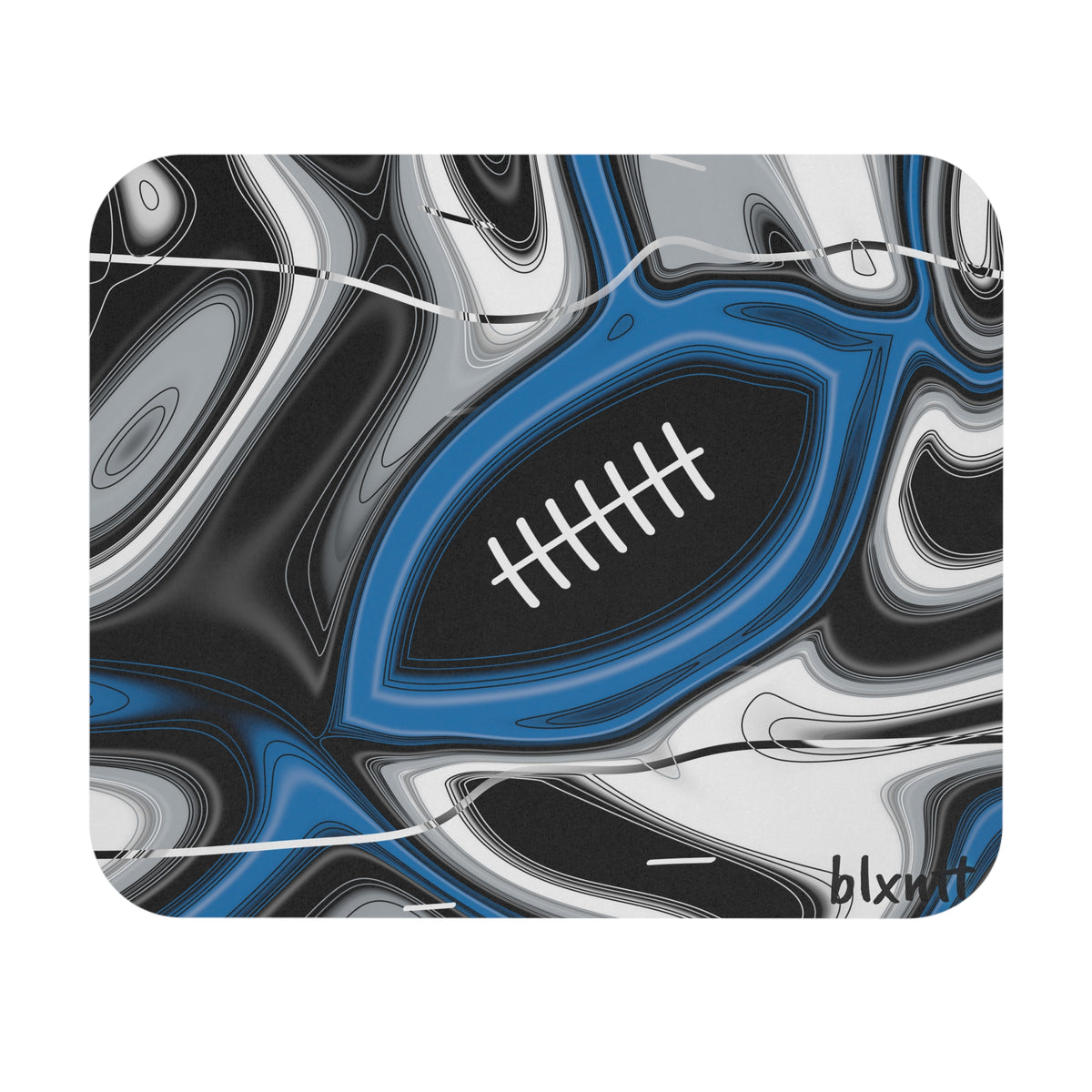 Bright Blue & Silver Trippy Football Mouse Pad