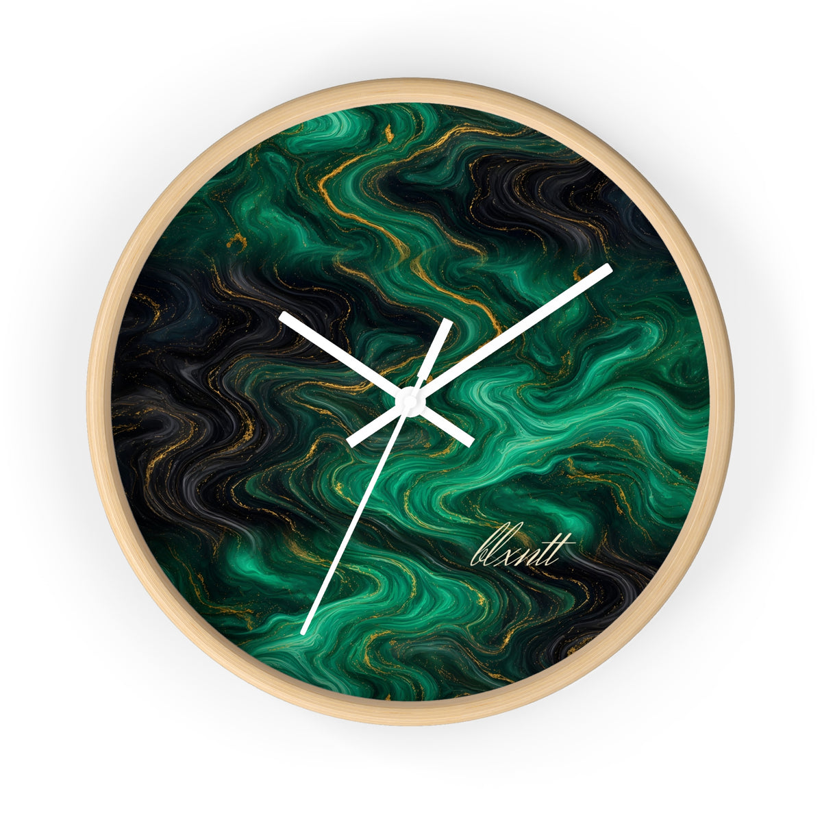 Emerald & Black Marble Wall Clock
