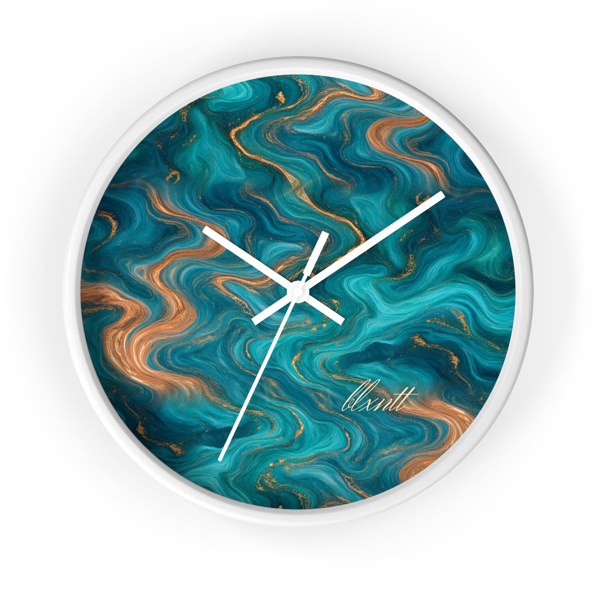 Turquoise & Copper Marble Wall Clock