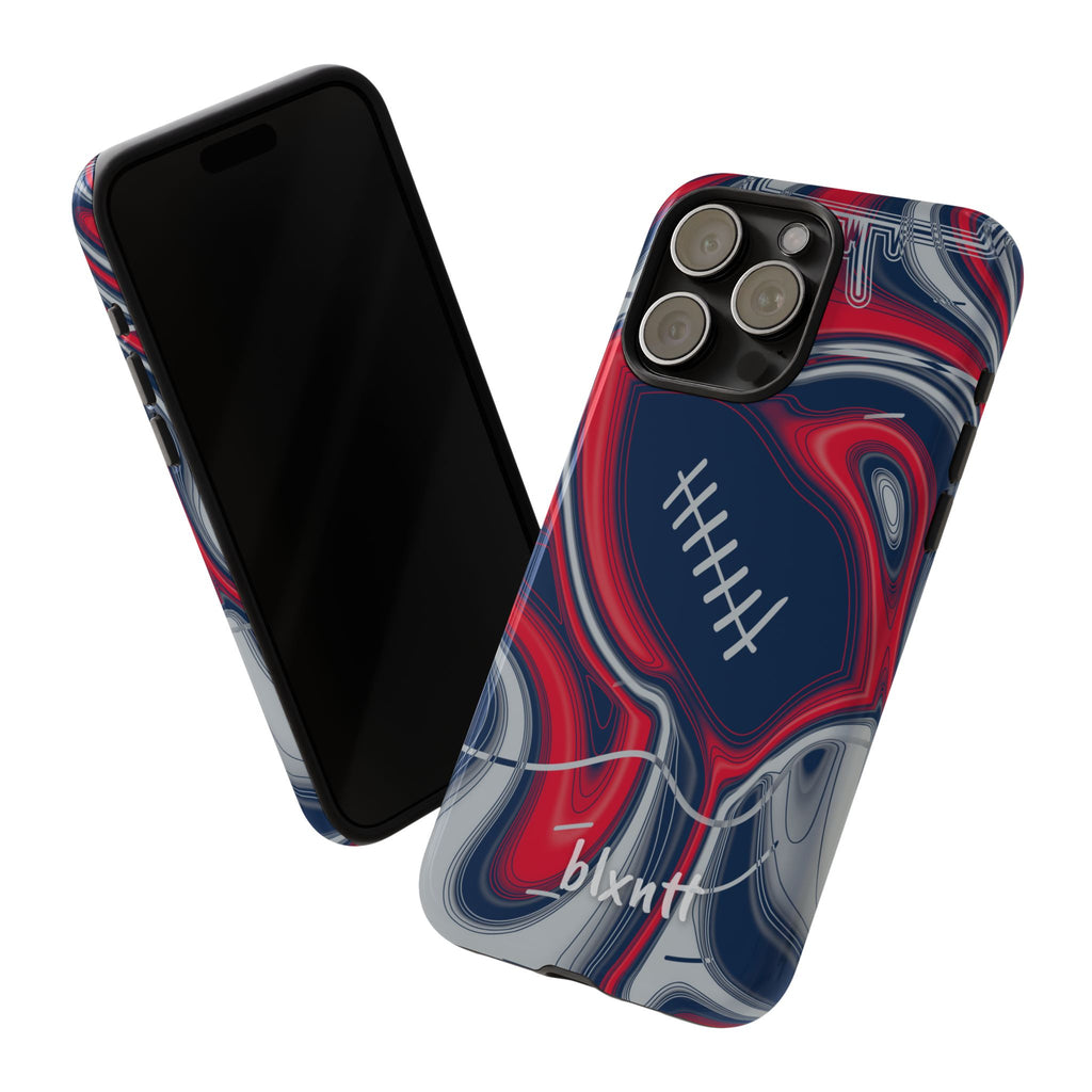Navy, Red & Silver Trippy Football Phone Case