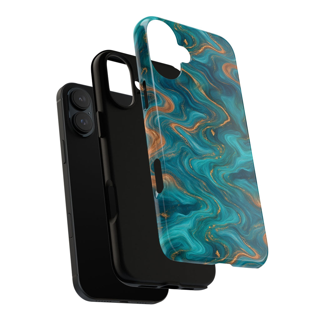 Turquoise & Copper Marble Phone Case
