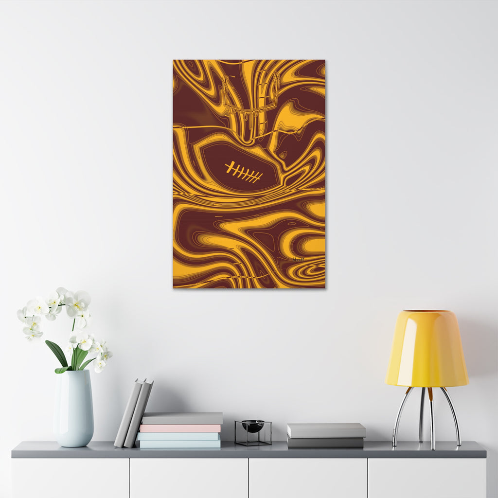 Burgundy & Gold Trippy Football Glossy Canvas