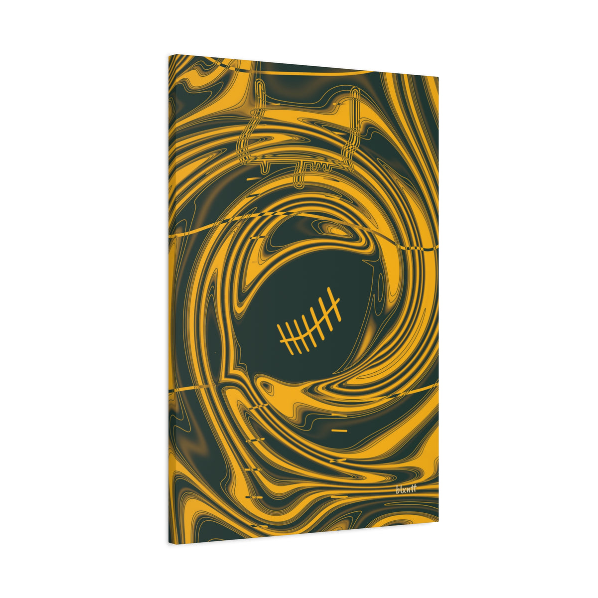 Green & Gold Trippy Football Canvas