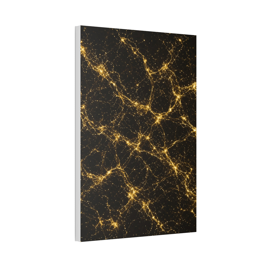 Neon Mycelium - Gold Filigree Glossy Canvas