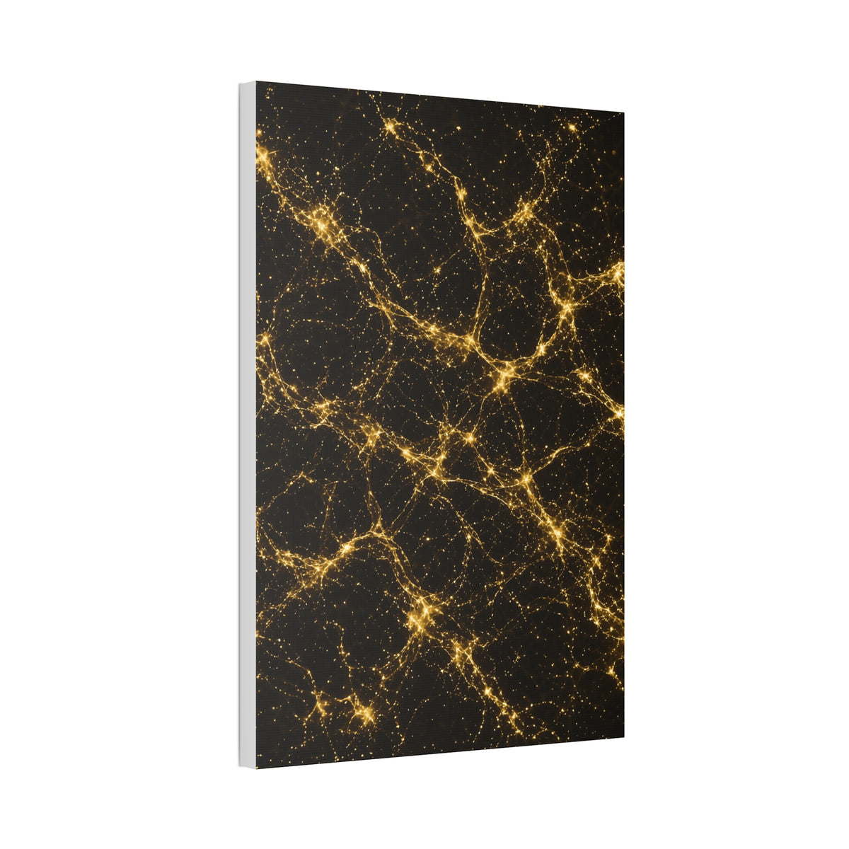Neon Mycelium - Gold Filigree Glossy Canvas
