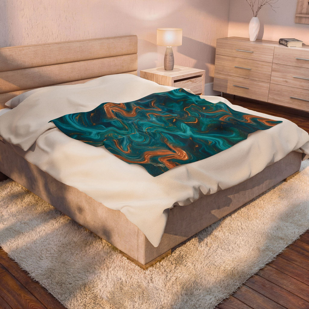 Turquoise & Copper Marble Blanket