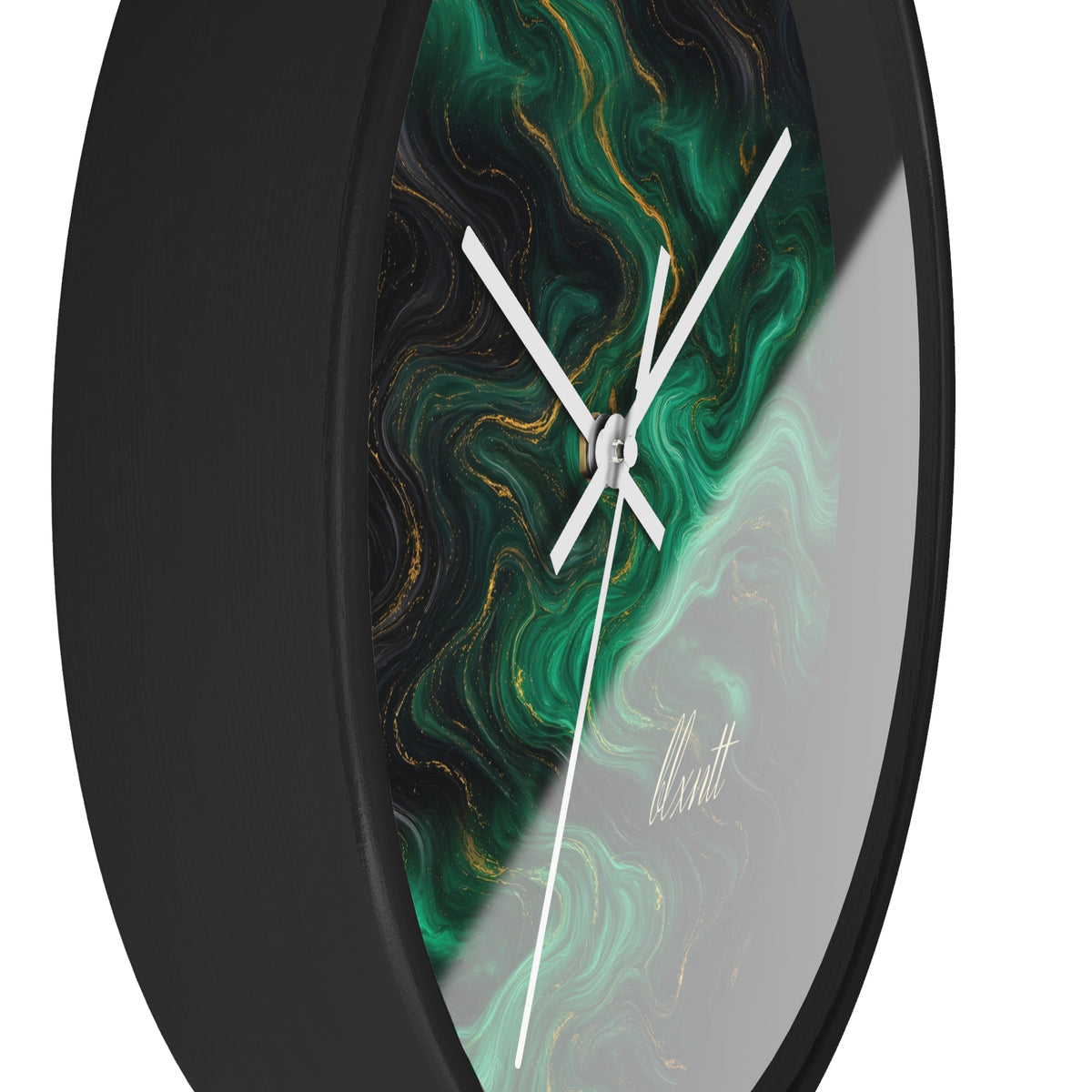 Emerald & Black Marble Wall Clock
