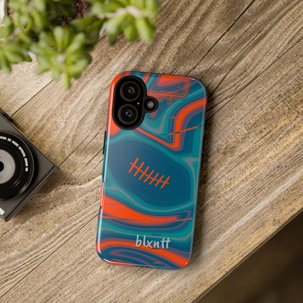 Aqua & Orange Trippy Football Phone Case