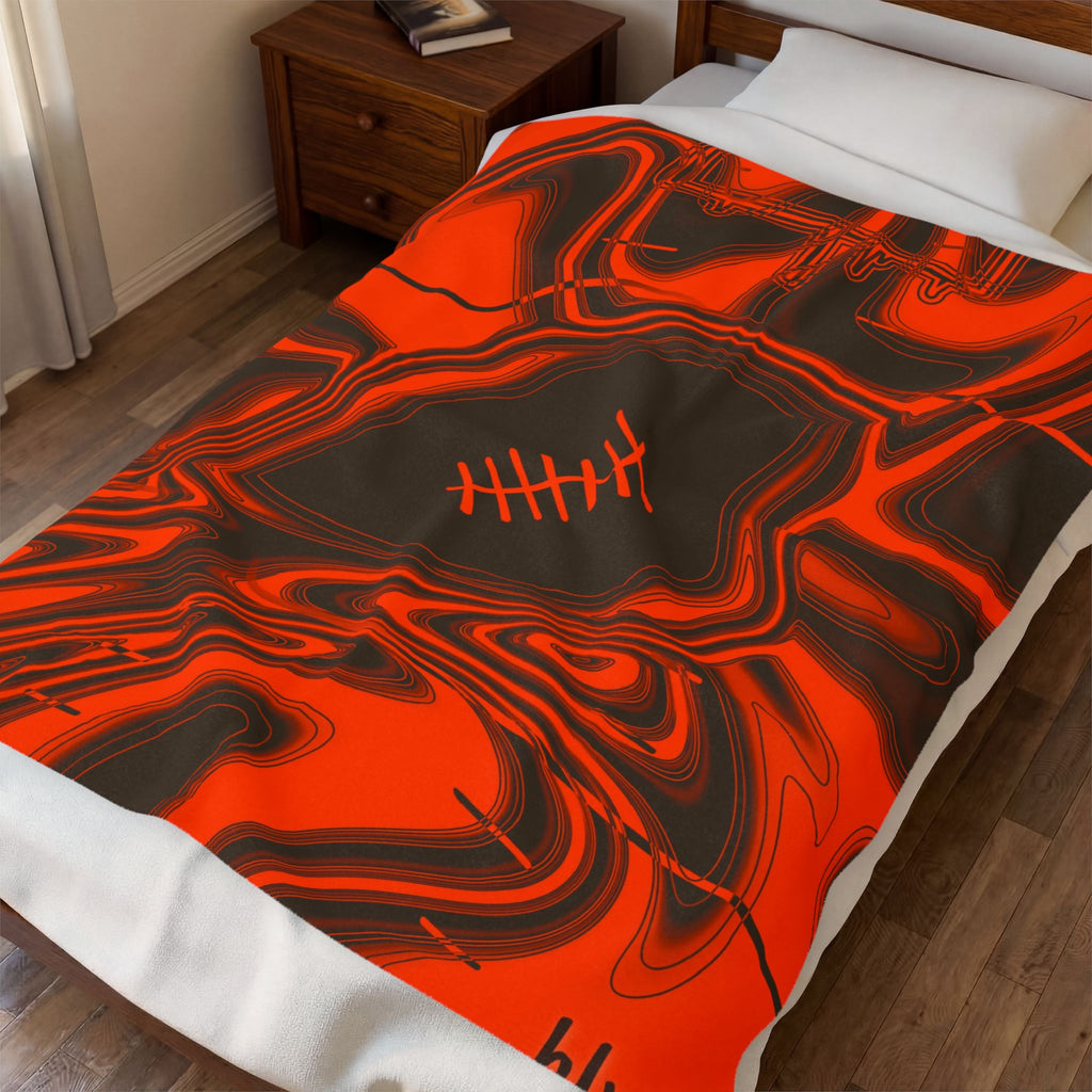 Brown & Orange Trippy Football Blanket