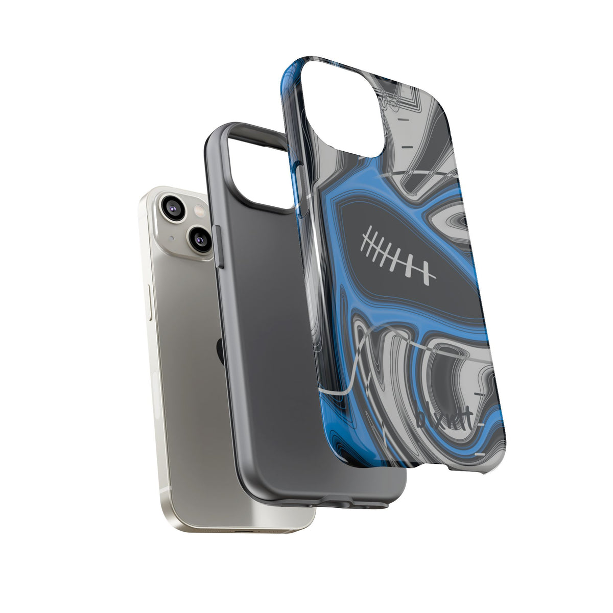 Sky Blue, Black & Silver Trippy Football Phone Case