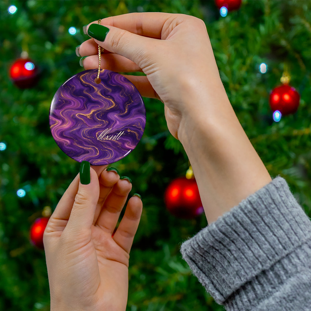 Royal Purple Marble Ornament