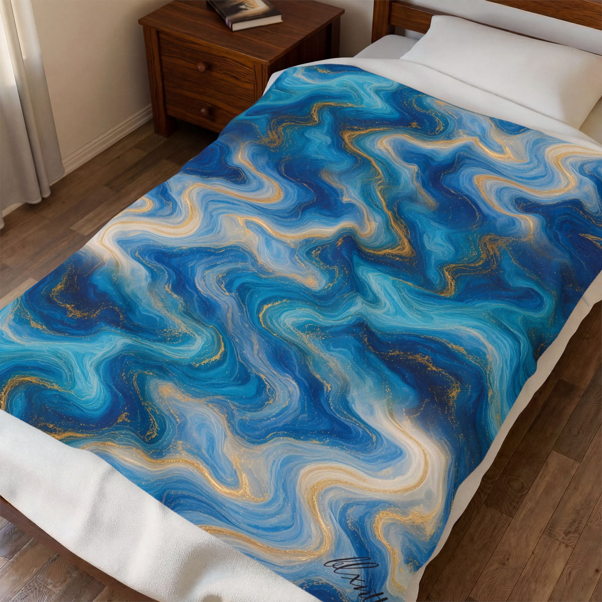 Ocean Blue Marble Blanket