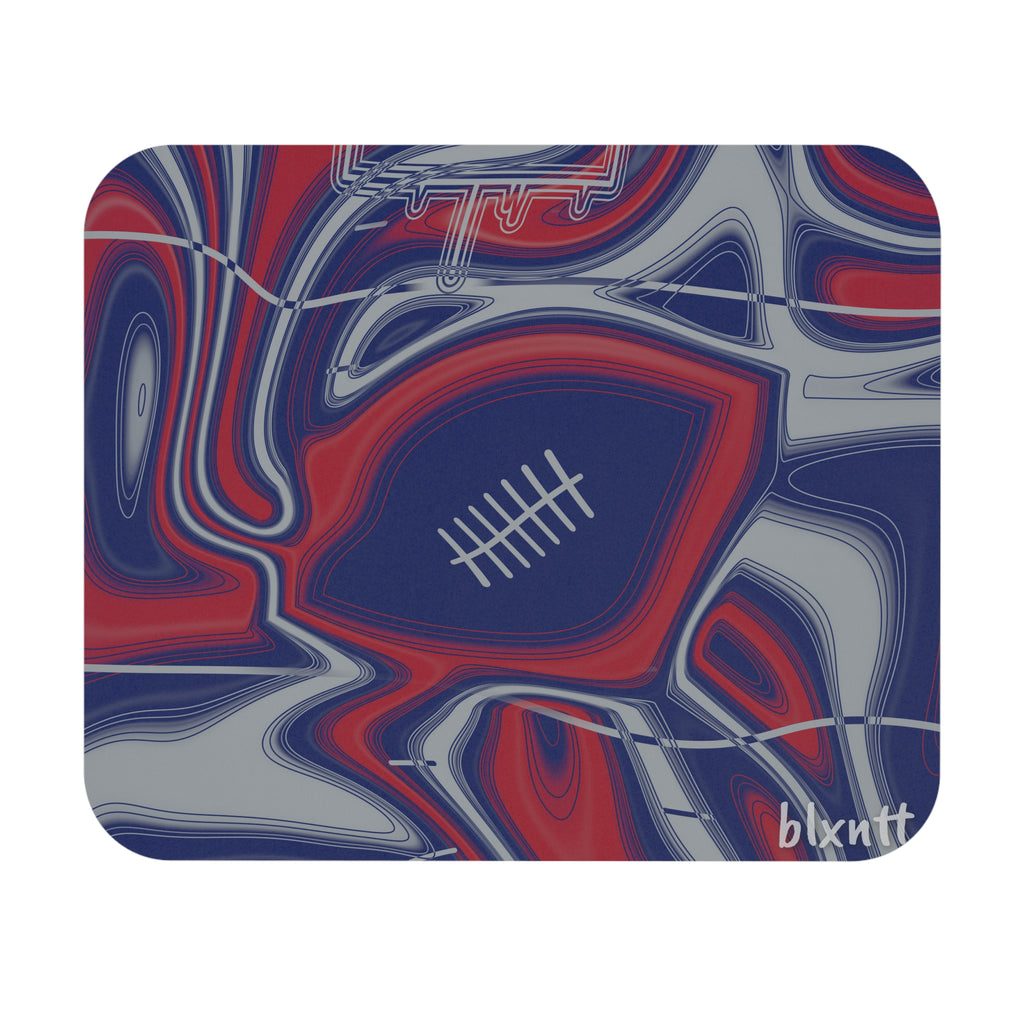 Dark Blue, Red & Gray Trippy Football Mouse Pad