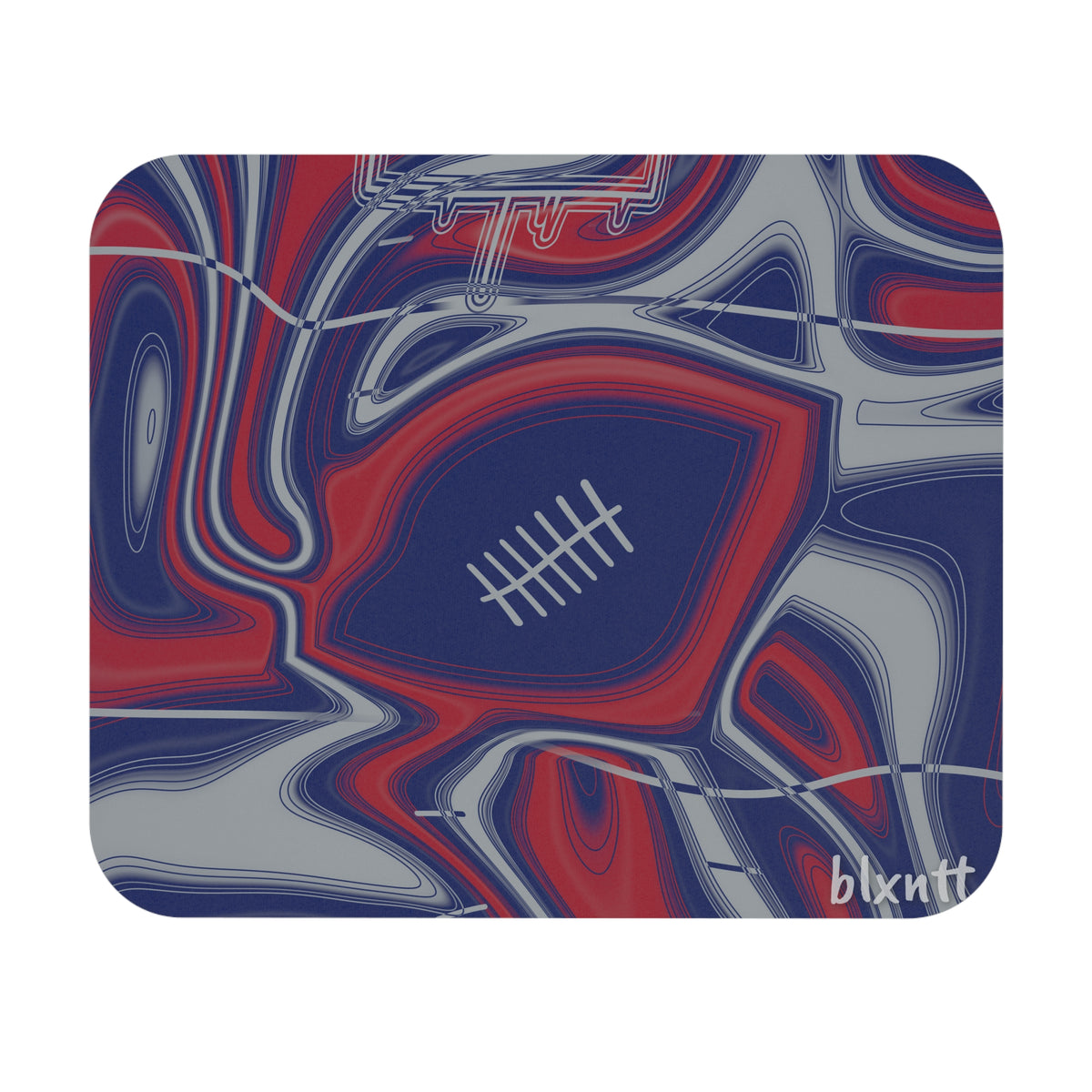 Dark Blue, Red & Gray Trippy Football Mouse Pad