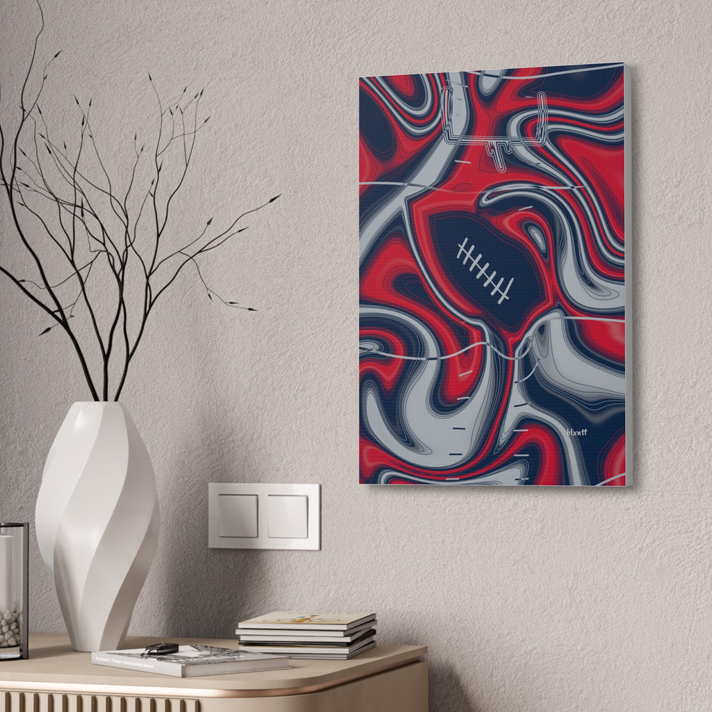 Navy, Red & Silver Trippy Football Glossy Canvas